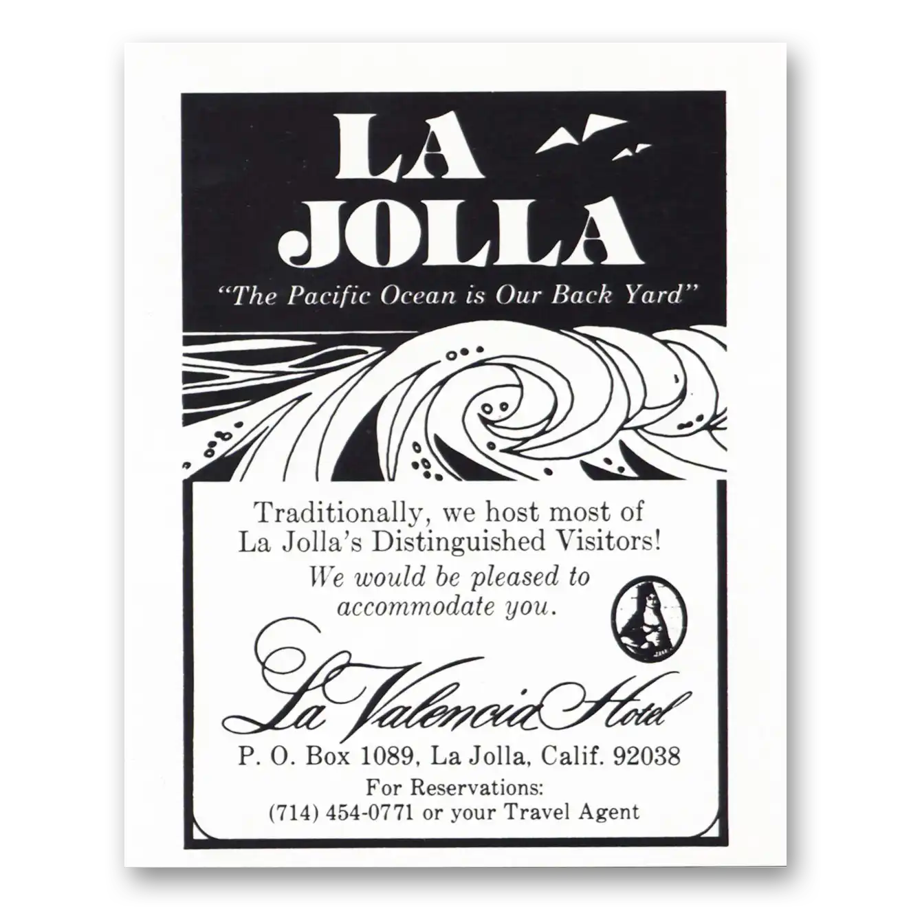 1980 La Valencia Hotel Print Ad | La Jollas Visitors