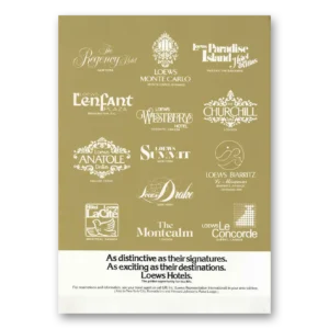1980 Loews Hotels Print Ad | Distinctive
