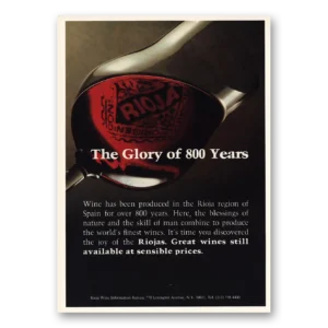 1980 Riojas Wine Print Ad | Glory Of 800 Years