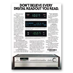 1980 Toshiba Receiver Print Ad | Don't Believe