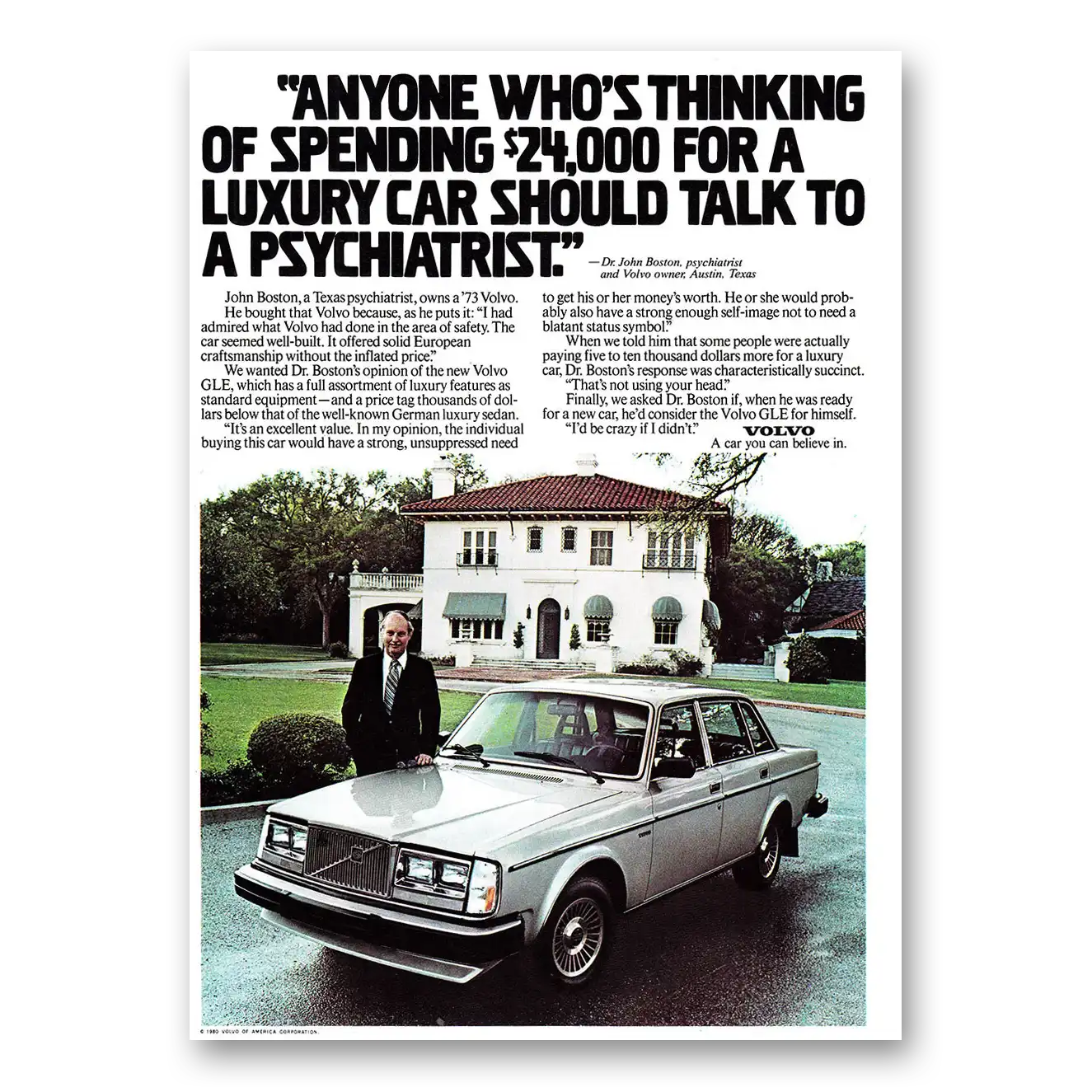 1980 Volvo Print Ad | Psychiatrist