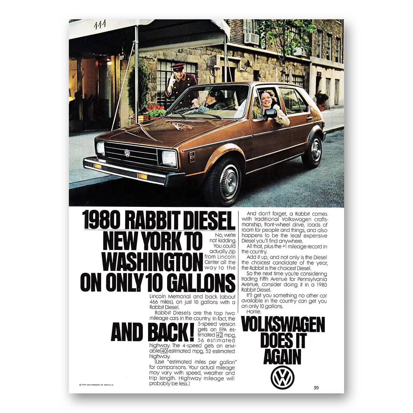 1980 Volkswagen Rabbit Print Ad | New York