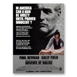 1981 Absence of Malice Movie Promo Print Ad | Paul Newman