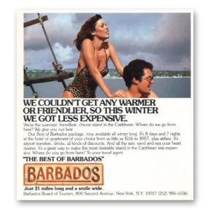 1981 Barbados Print Ad | Couldn’t Get Any Warmer Or Friendlier