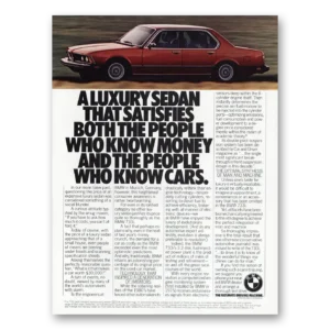 1981 BMW 7 Series Print Ad | Luxury Sedan