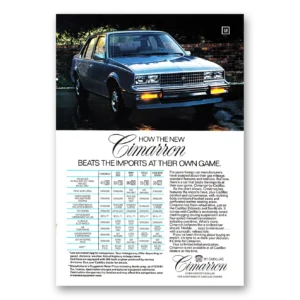 1981 Cadillac Cimarron Print Ad | Beats Imports