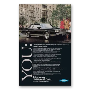 1981 Chevrolet Monte Carlo Print Ad | Proud