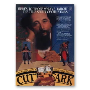 1981 Cutty Sark Print Ad | True Spirit Christmas Charles Dickens