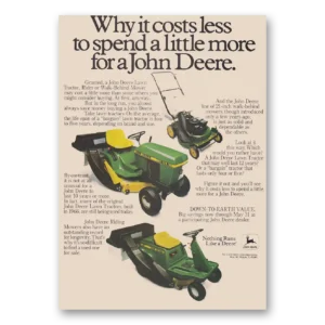 1981 John Deere Mowers + Tractors Print Ad | It Costs Less