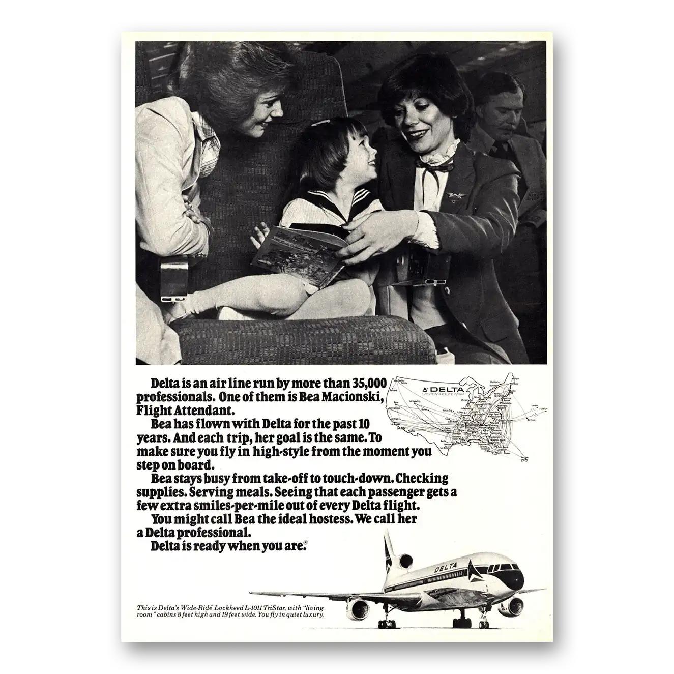 1981 Delta Air Lines Print Ad | Bea Macionski