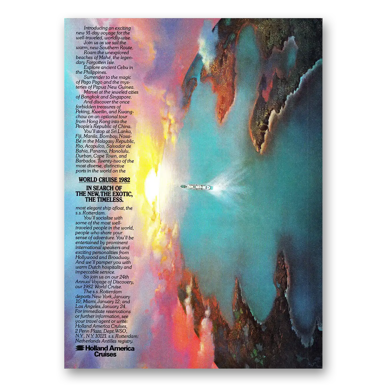 1981 Holland America Line Print Ad | Exotic Timeless