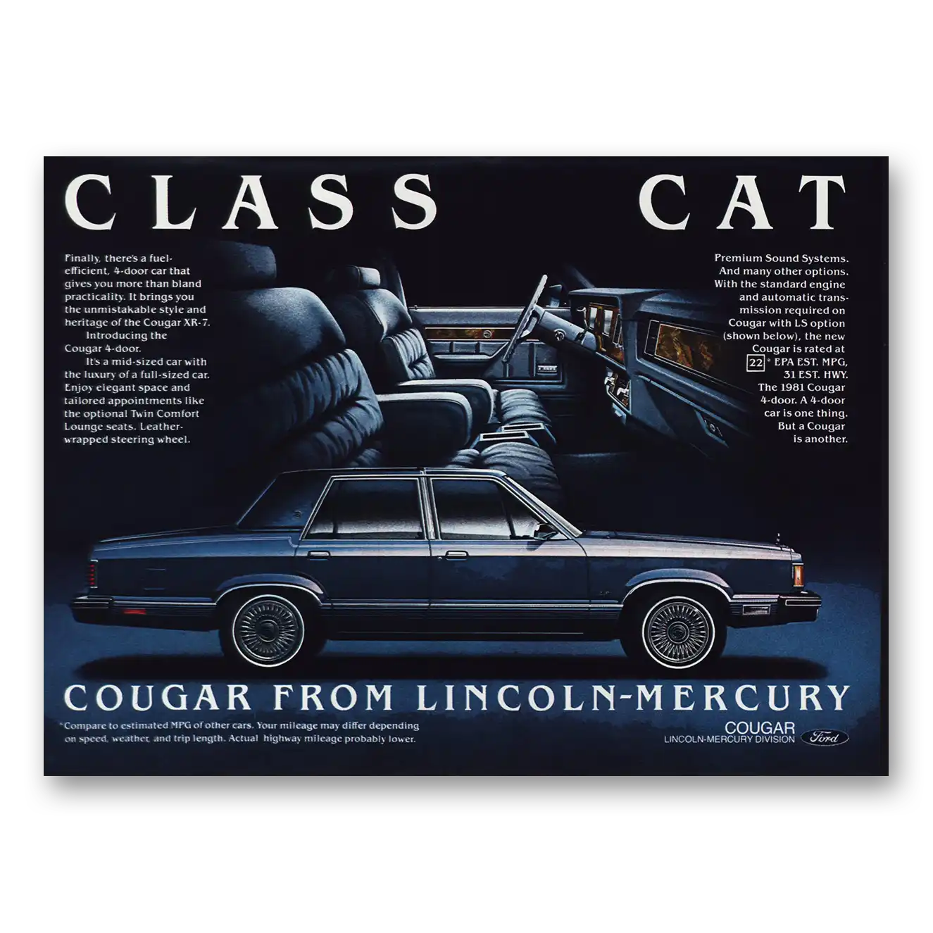 1981 Mercury Cougar Print Ad | Class Cat