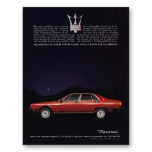 1981 Maserati Quattroporte Print Ad | Regardless Where