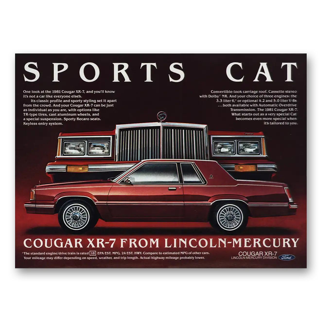 1981 Mercury Cougar Print Ad | Sports Cat