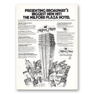 1981 Milford Plaza Hotel Print Ad | Broadways Biggest New Hit