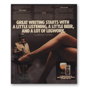 1981 Miller Beer Print Ad | Mickey Spillane