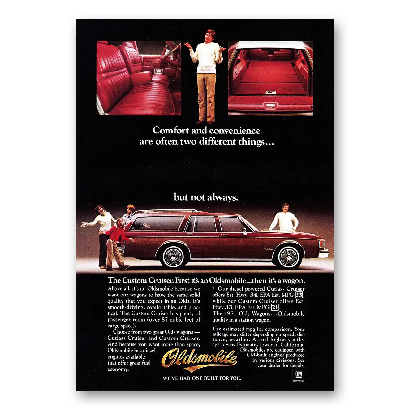 1981 Oldsmobile Custom Cruiser Print Ad | Comfort