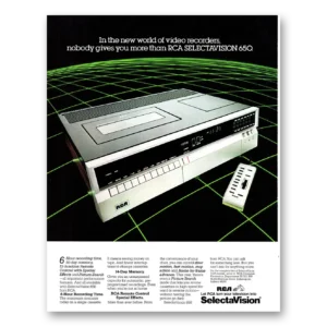 1981 RCA SelectaVision VCR Print Ad | Video Recorder