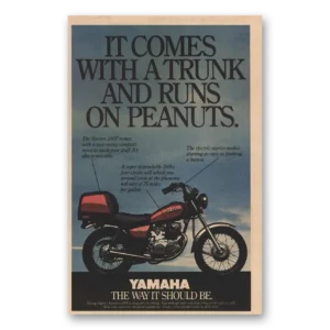 1981 Yamaha Motorcycles Print Ad | Runs On Peanuts