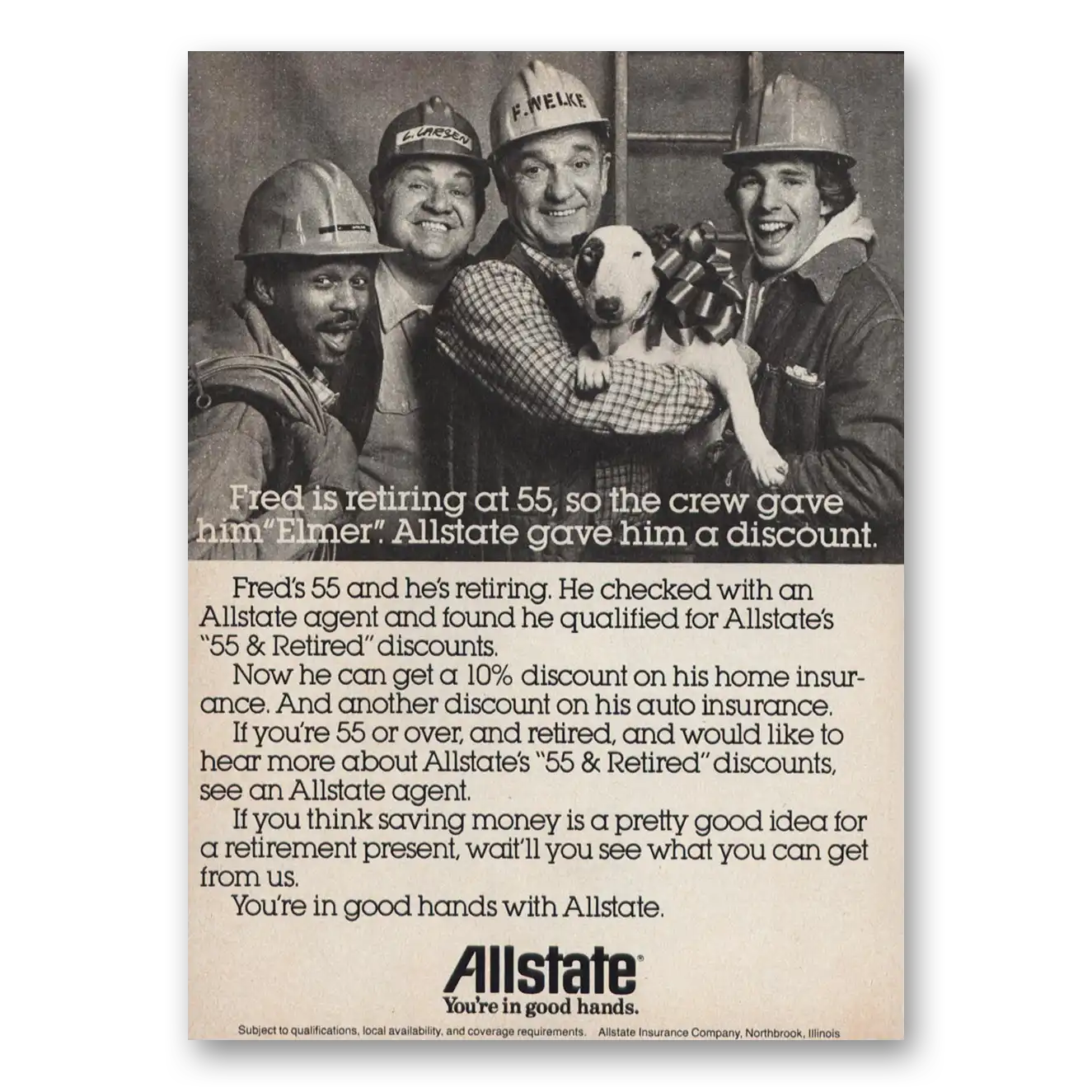 1982 Allstate Insurance Print Ad | Fred Is Retiring