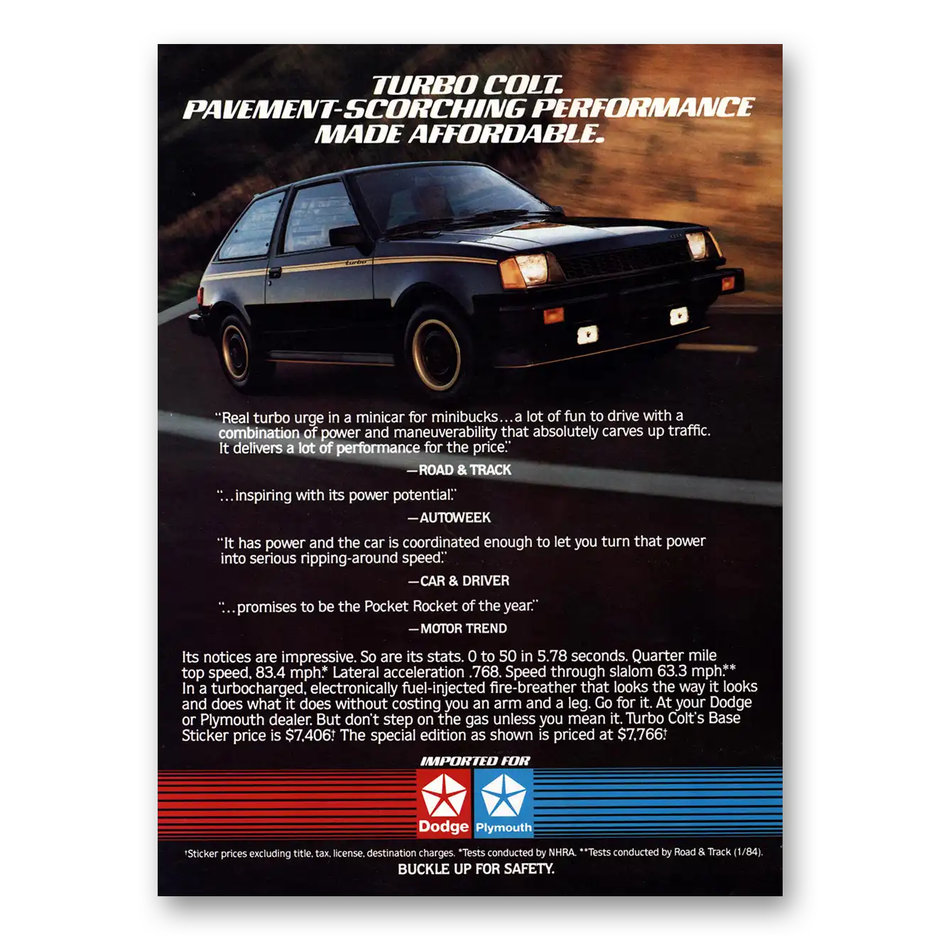 1982 Dodge Colt Print Ad | Pavement Scorching
