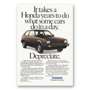 1982 Honda Accord Print Ad | Hatchback Depreciate