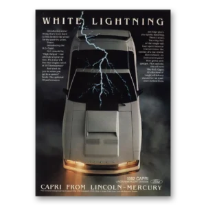 1982 Mercury Capri Print Ad | White Lightning
