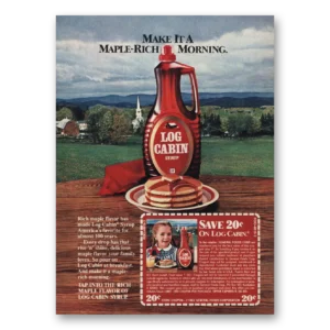 1982 Log Cabin Syrup Print Ad | Maple Rich