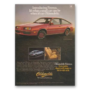 1982 Oldsmobile Firenza Print Ad | Small Car