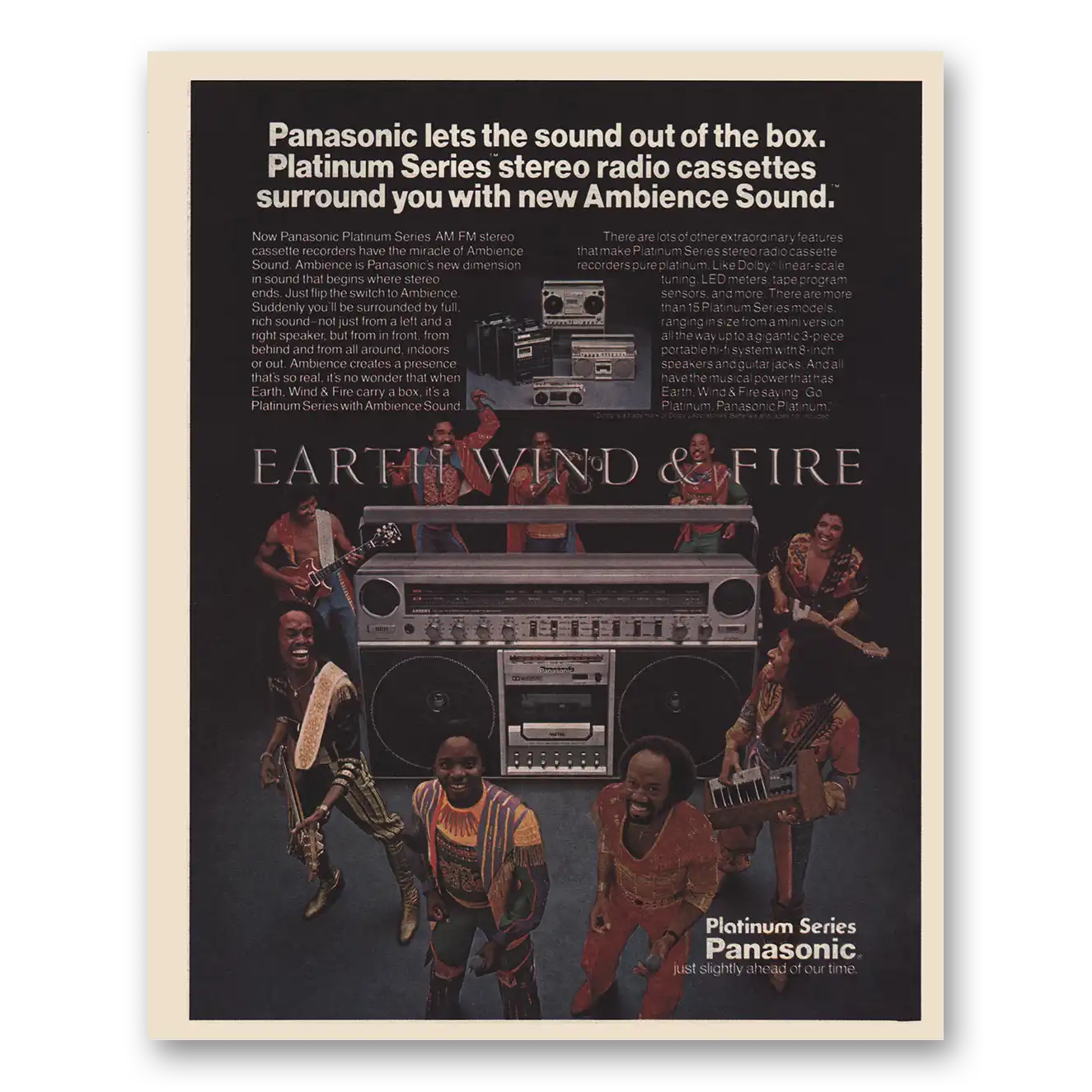 1982 Panasonic Stereo Radio Cassette Print Ad | Earth Wind Fire