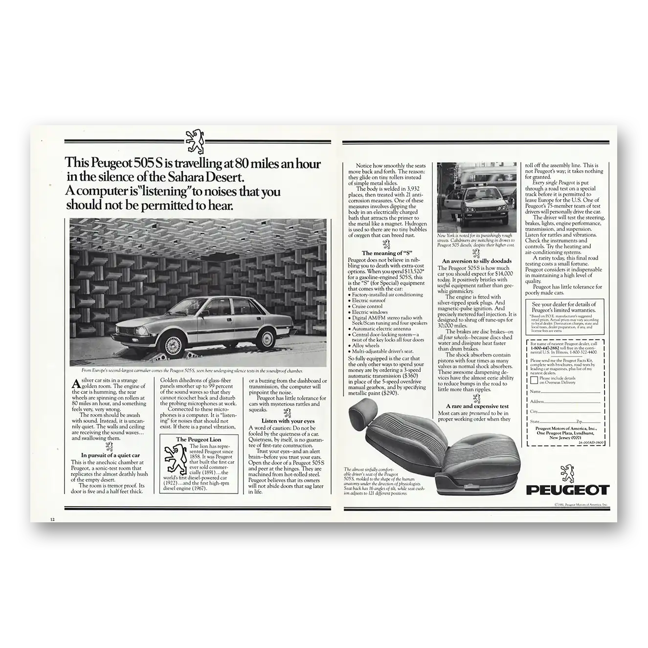 1981 Peugeot 505 Print Ad | Sahara Desert