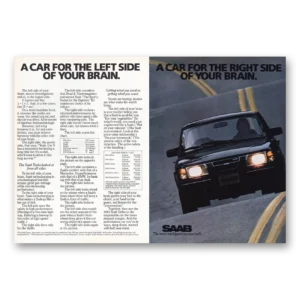 1982 Saab Print Ad | Car For Left Side Of Your Brain