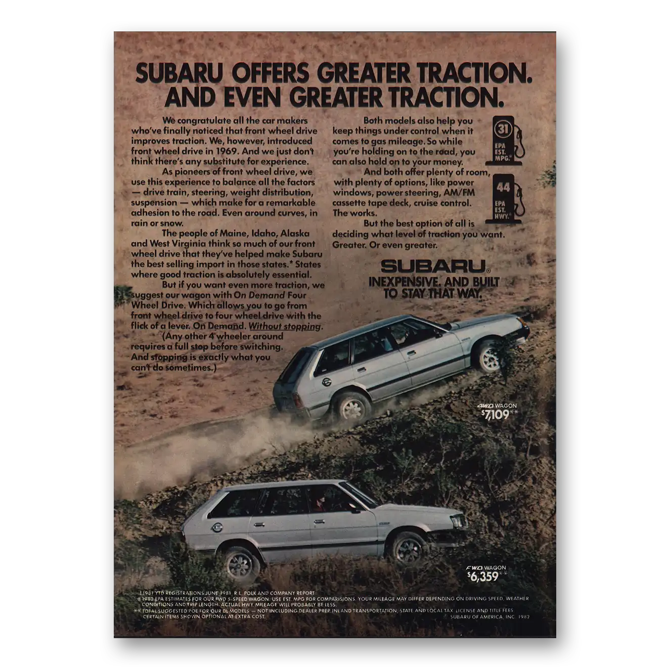 1982 Subaru Wagon Print Ad | Greater Traction