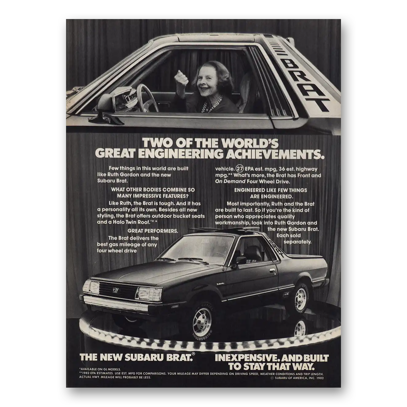 1982 Subaru Brat Print Ad | Great Engineering