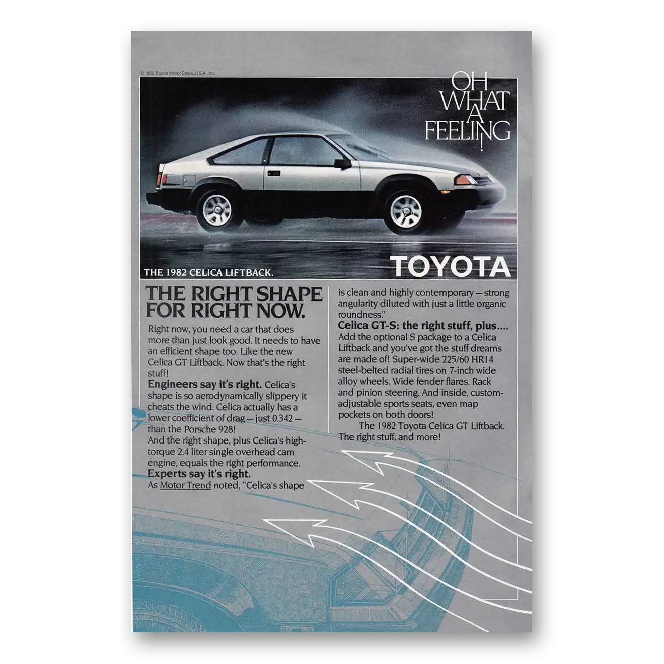 1982 Toyota Celica Liftback Print Ad | Right Shape