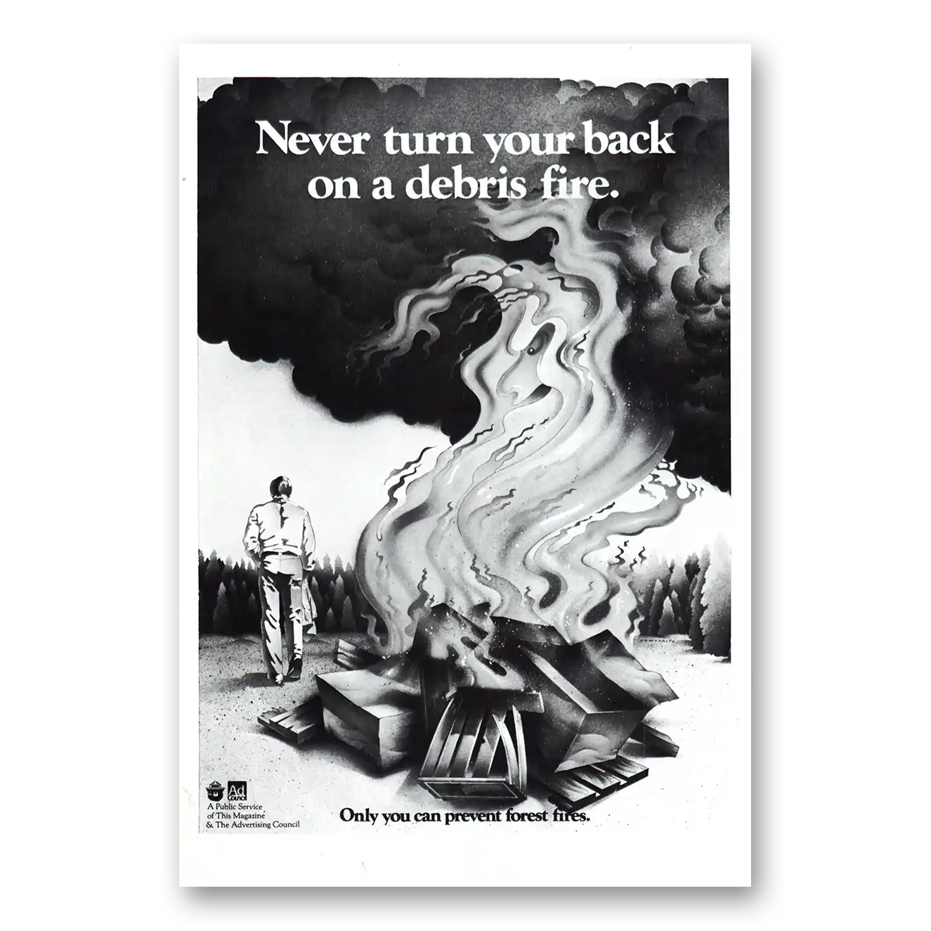 1983 Ad Council Print Ad | Debris Fire