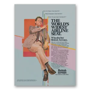 1983 British Airways BOAC Print Ad | Widest Airline Seat
