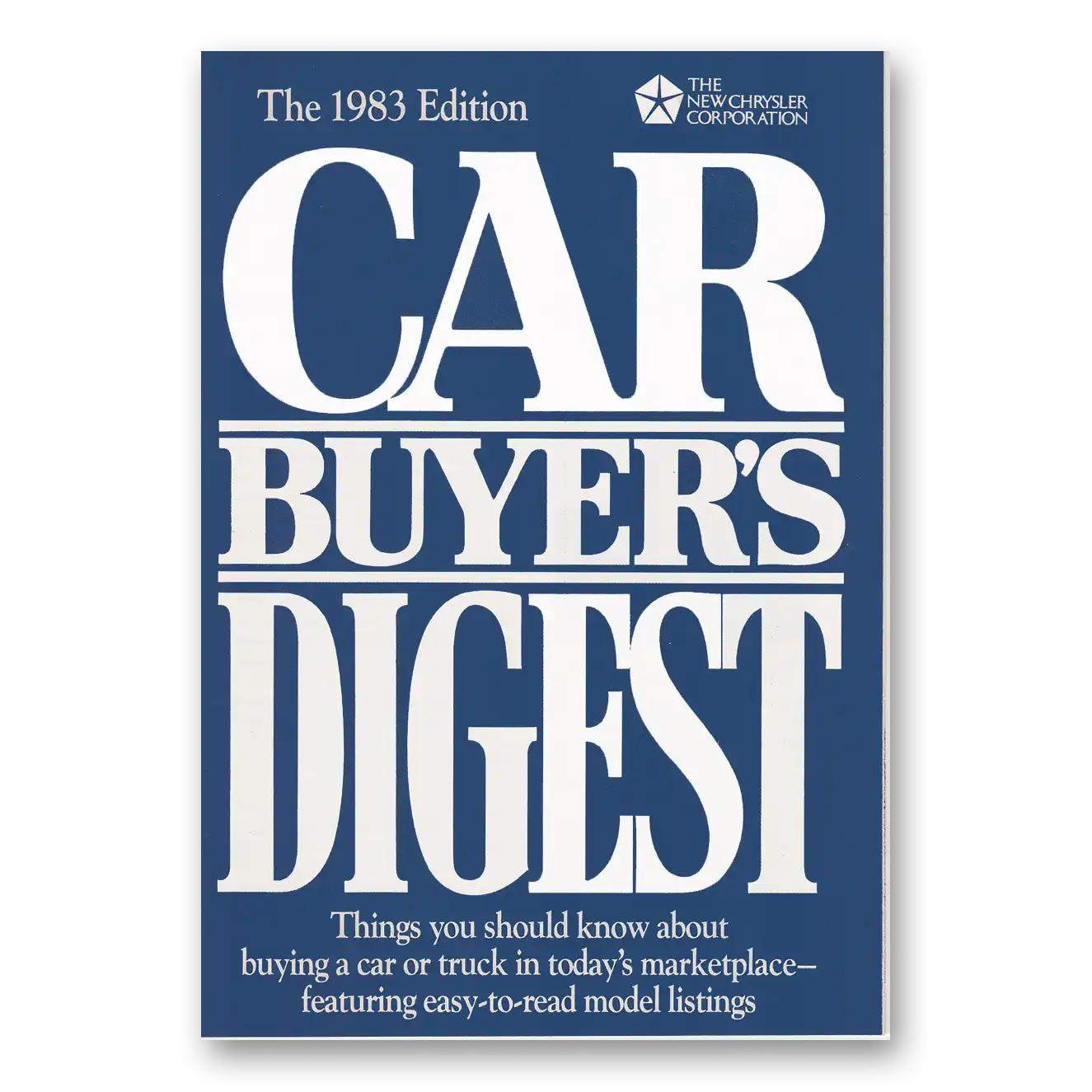 1983 Chrysler Corporation Print Ad | Car Buyers Digest