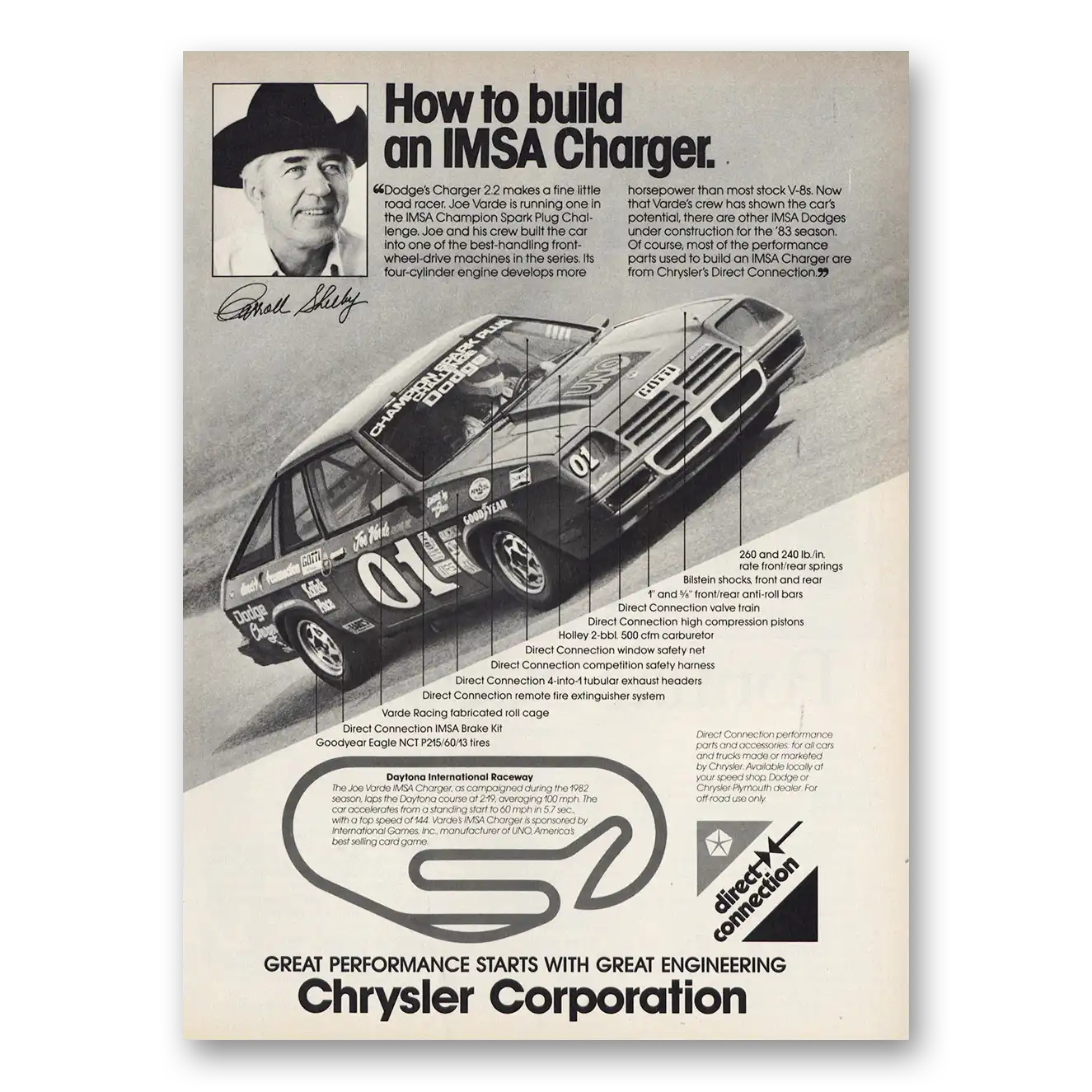 1983 Chrysler Print Ad | Carroll Shelby