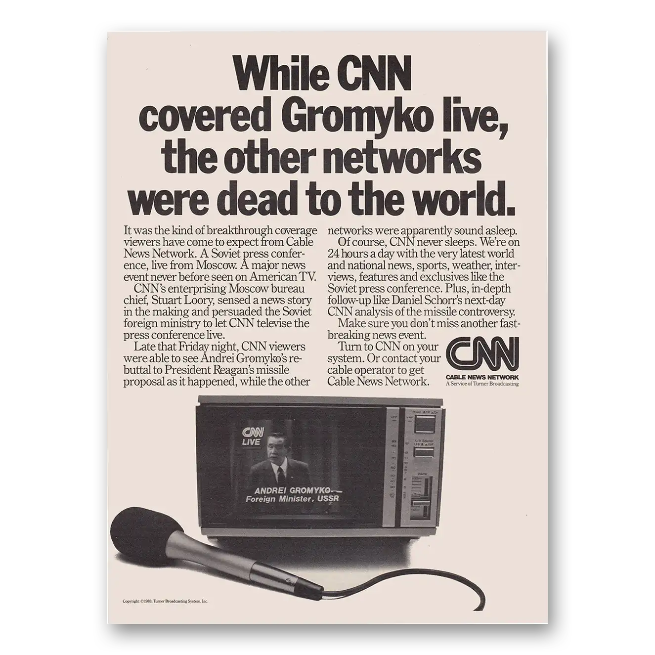 1983 CNN Print Ad | Gromyko Live
