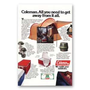 1983 Coleman Tent Print Ad | Get Away