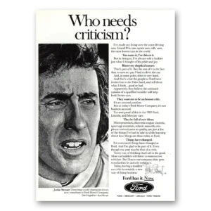 1983 Ford Motor Company Print Ad | Jackie Stewart