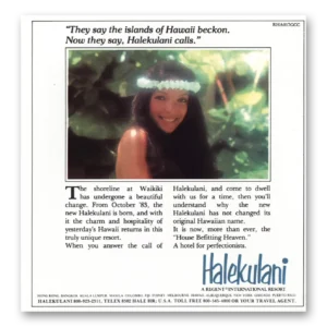 1983 Halekulani Hotel Print Ad | Islands Of Hawaii Beckon