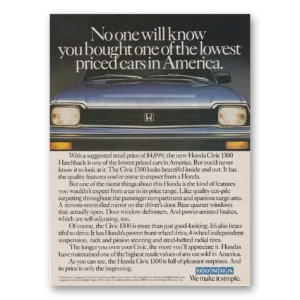 1983 Honda Civic Print Ad | No One Will Know