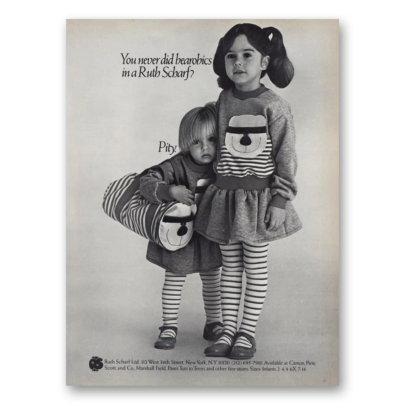 1983 Ruth Scharf Fashion Print Ad | Bearobics