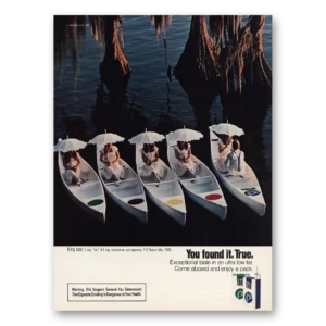 1983 True Cigarettes Print Ad | Canoes