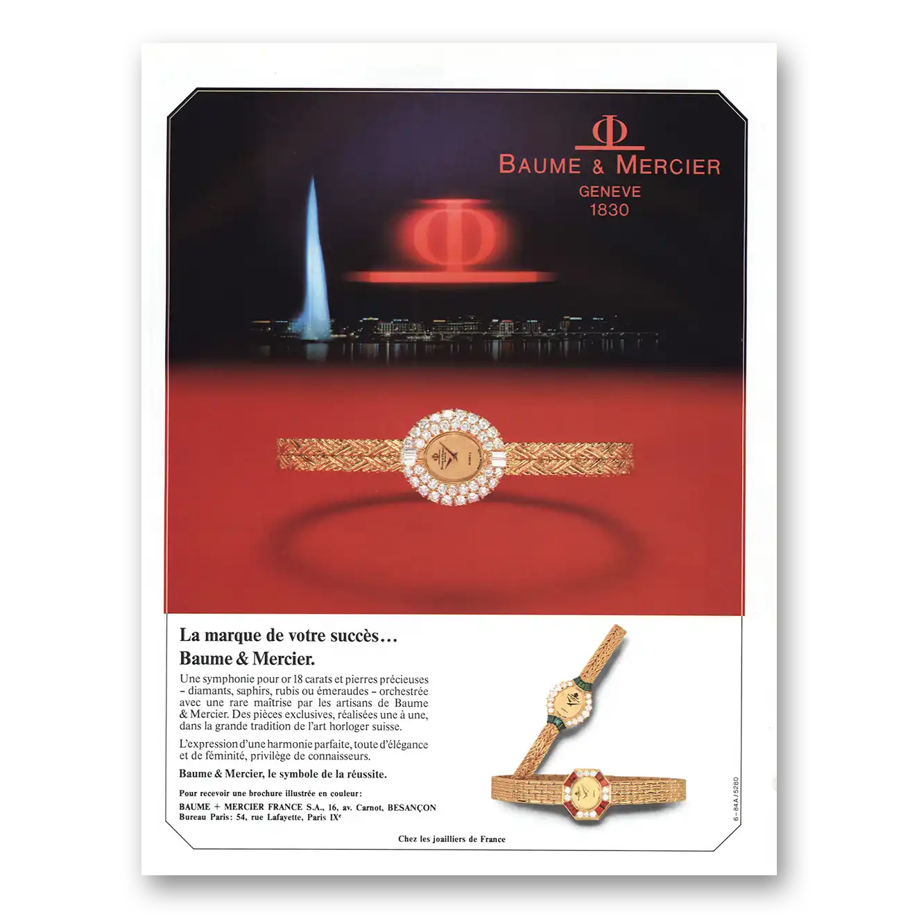 1984 Baume & Mercier Watches Print Ad | La Marque