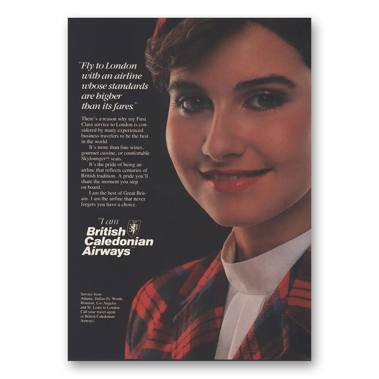 1984 British Caledonian Airways Print Ad | Fly To London