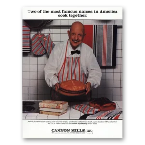 1984 Cannon Mills Kitchen Linens Print Ad | James Beard