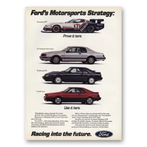 1984 Ford Print Ad | Motorsports Racing Into Future